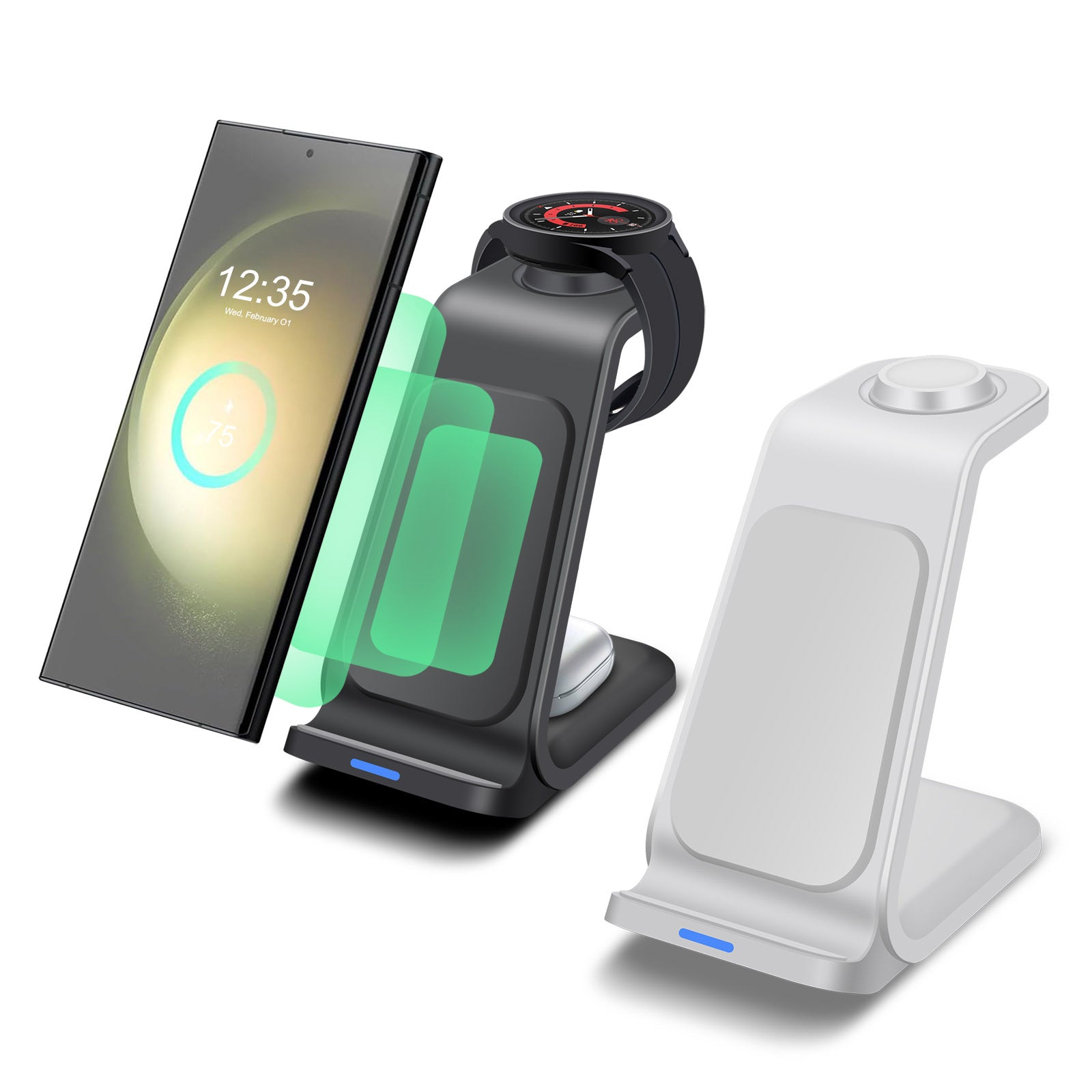 Vertical 3-in-1 Wireless Charger for Phone Watch Earbuds