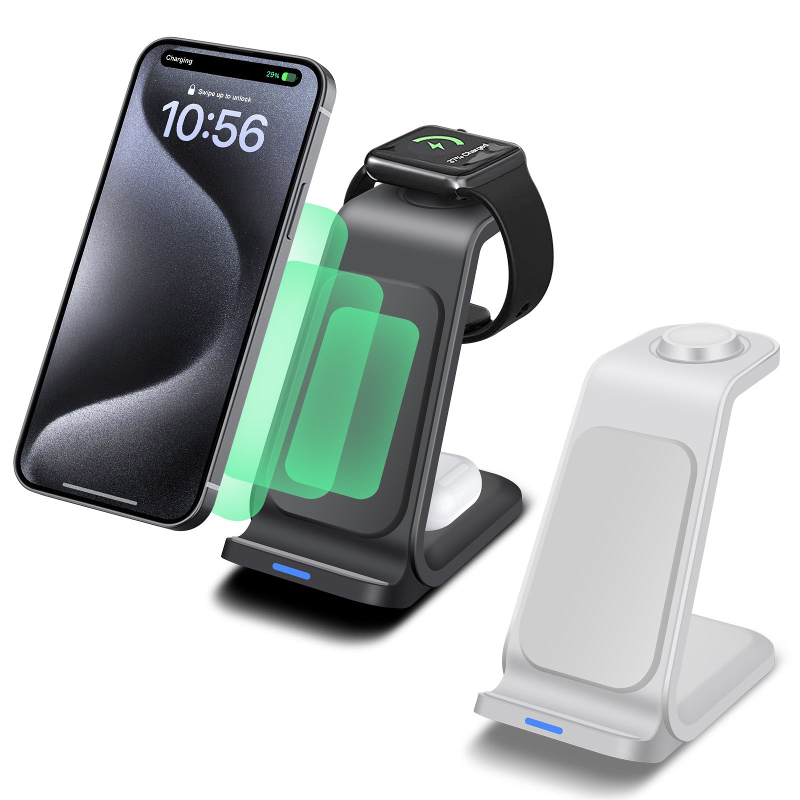Vertical 3-in-1 Wireless Charger for Phone Watch Earbuds