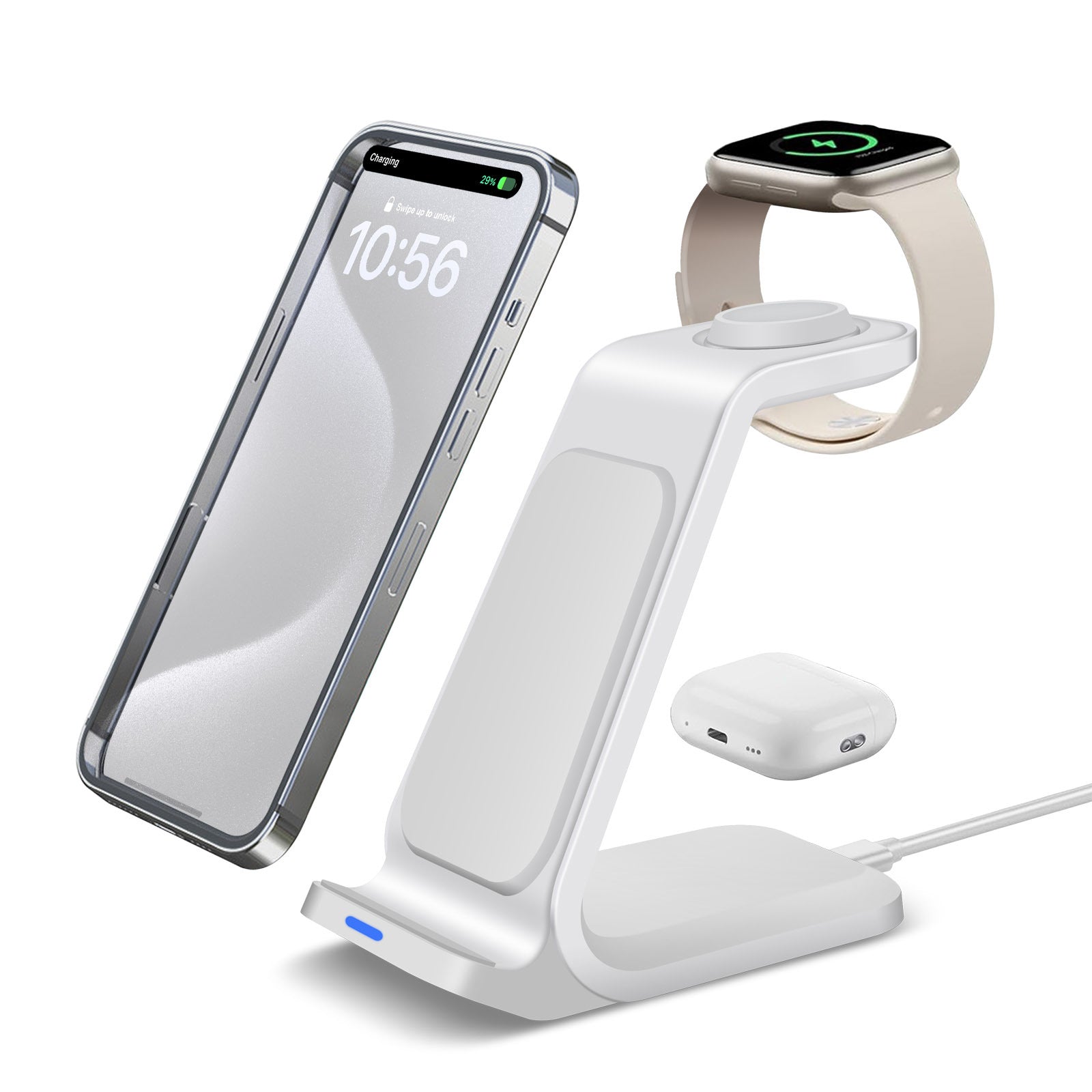 Vertical 3-in-1 Wireless Charger for Phone Watch Earbuds