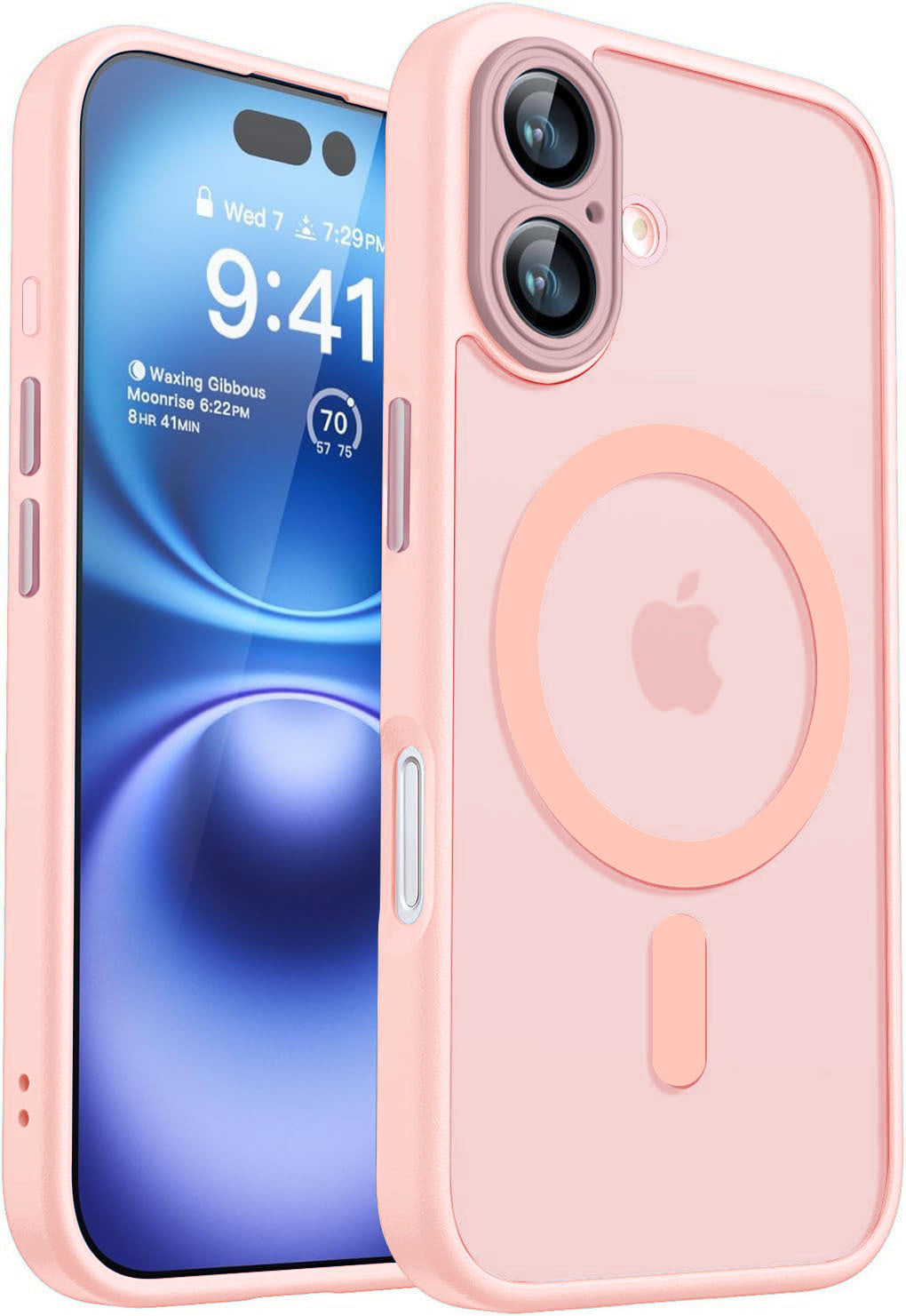 Pink phone case with a magnetic ring feature on a smartphone