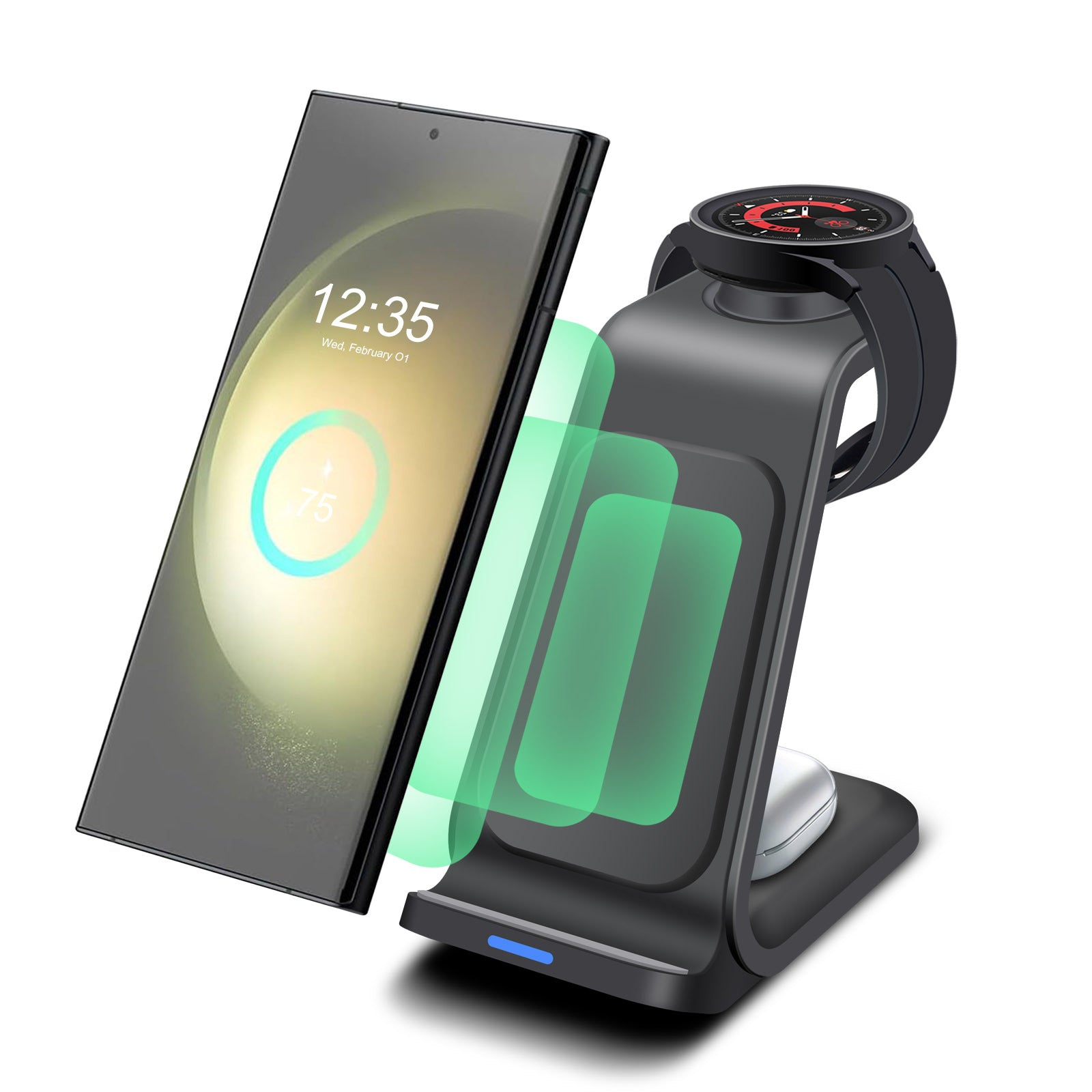 Vertical 3-in-1 Wireless Charger for Phone Watch Earbuds